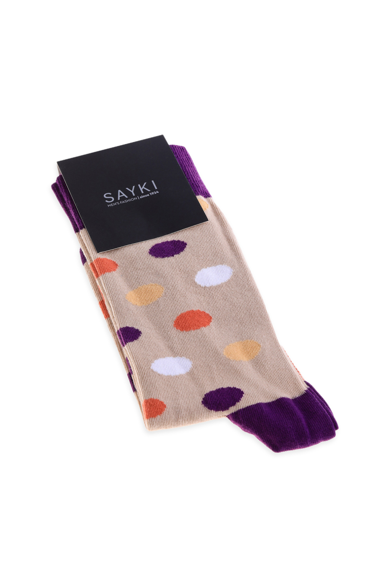 Bej Desenli Pamuk Çorap - Hatem Saykı