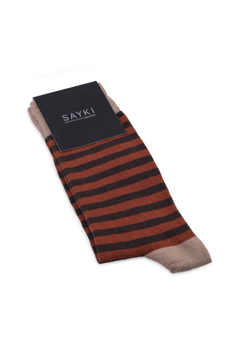 Bej Desenli Pamuklu Soket Çorap - HATEM SAYKI