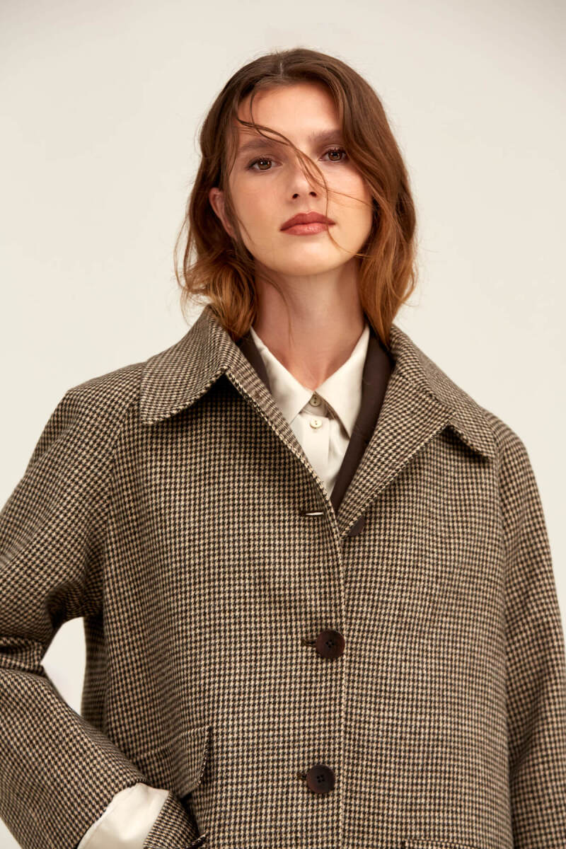 Saykı Woman Bej Dinamik Fit Bebe Yaka Kaşe Manto - Saykı Woman (1)