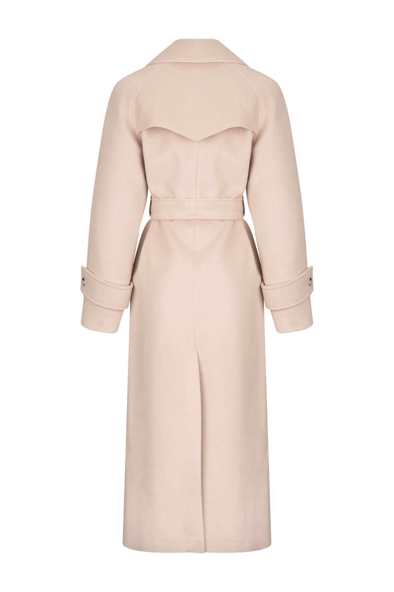 Bej Dinamik Fit Ceket Yaka Kaşe Yünlü Manto - Saykı Woman (1)