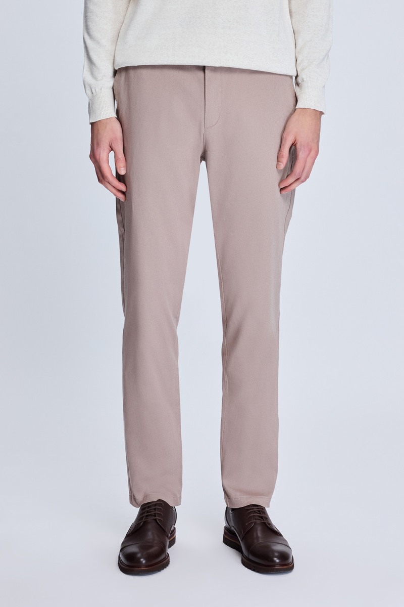 Bej Dinamik Fit Desenli Yandan Cepli Casual Jogger Pantolon - Hatem Saykı