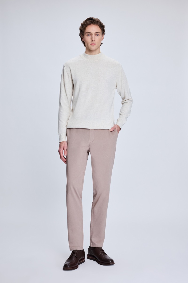 Bej Dinamik Fit Desenli Yandan Cepli Casual Jogger Pantolon - Hatem Saykı (1)