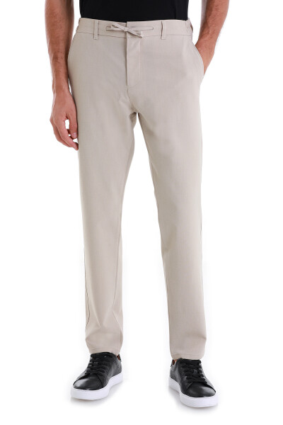 Bej Dinamik Fit Yandan Cepli Jogger Pantolon - 5