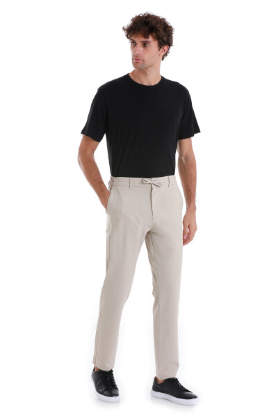 Bej Dinamik Fit Yandan Cepli Jogger Pantolon - 1