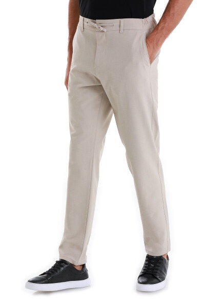 Bej Dinamik Fit Yandan Cepli Jogger Pantolon - 3