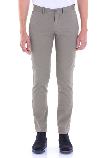 Yeşil Dinamik Fit Desenli Pamuklu Yandan Cep Kanvas Pantolon 