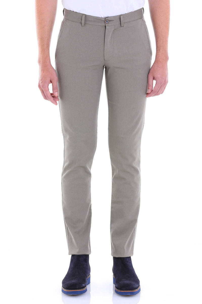 Yeşil Dinamik Fit Desenli Pamuklu Yandan Cep Kanvas Pantolon - Hatem Saykı