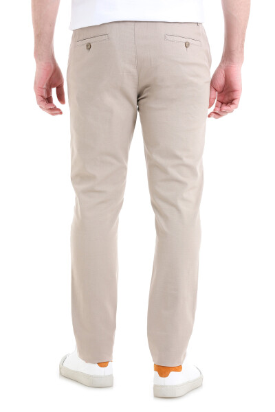 Bej Dinamik Fit Düz Yandan Cepli Pamuklu Jogger Kanvas Pantolon - 5