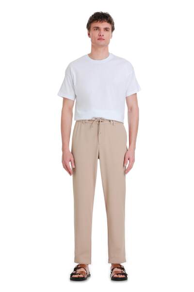 Bej Dinamik Fit Yandan Cepli Jogger Pantolon - 2