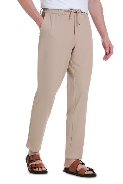 Bej Dinamik Fit Yandan Cepli Jogger Pantolon - 3