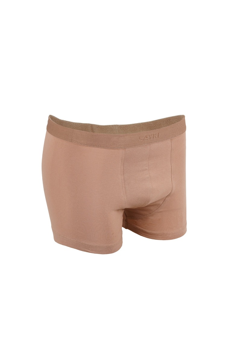 Bej Pamuklu Boxer - Hatem Saykı