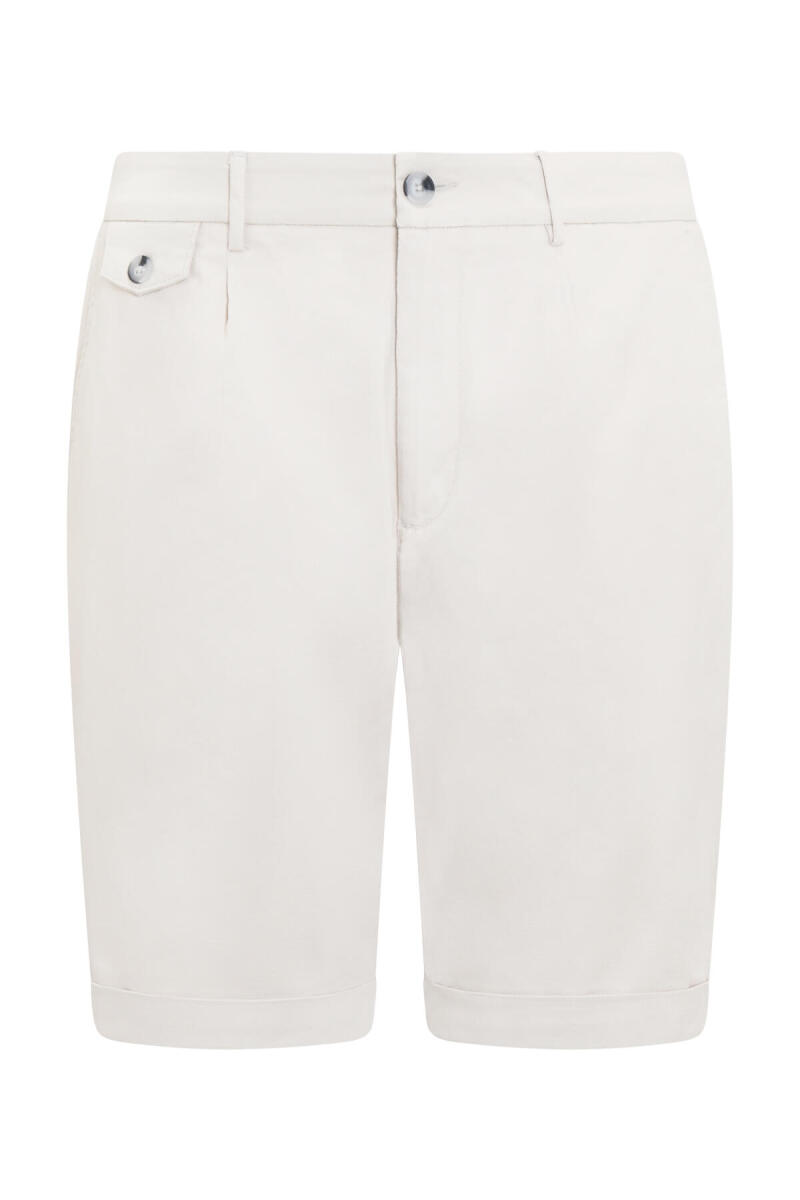 Bej Rahat Kesim Yandan Cepli Şort - Saykı