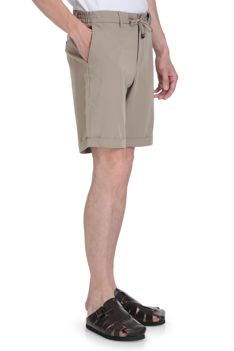 Bej Rahat Kesim Yandan Cepli Şort - Saykı (1)