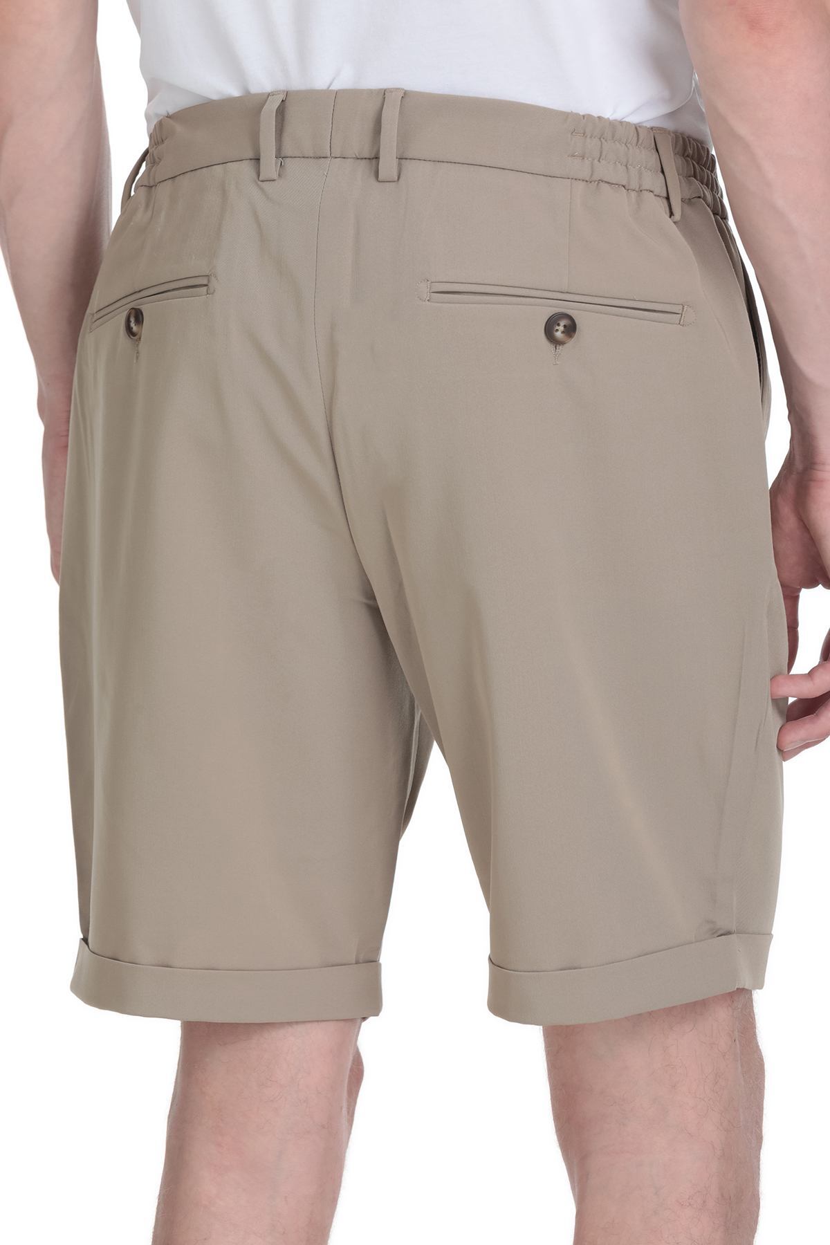 Bej Rahat Kesim Yandan Cepli Şort - 5