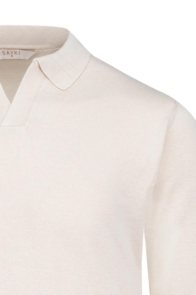 Bej Regular Fit Polo Yaka Pamuklu Kazak - Saykı (1)