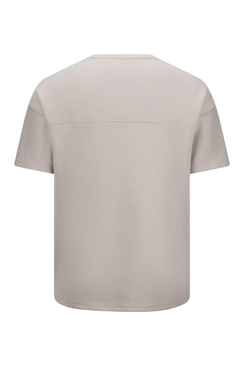 Bej Regular Fit Bisiklet Yaka Oversize Tişört - HTML (1)