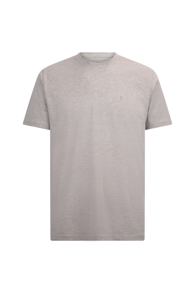 Bej Regular Fit Bisiklet Yaka Pamuklu Basic Tişört - HTML