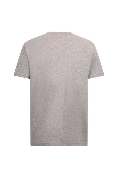 Bej Regular Fit Bisiklet Yaka Pamuklu Basic Tişört - 2