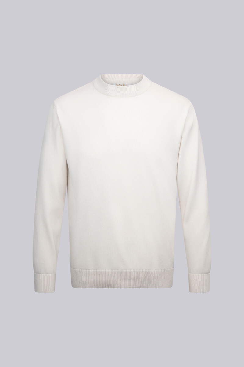 Bej Regular Fit Çeyrek Balıkçı Yaka Rayon Triko Kazak - Hatem Saykı