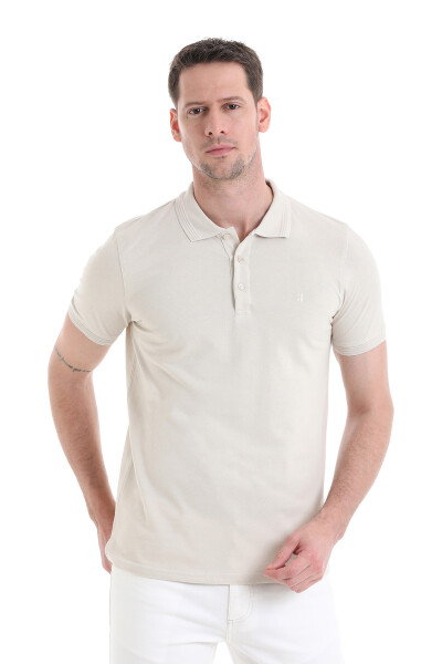 Bej Regular Fit 100% Pamuklu Polo Yaka Tişört 