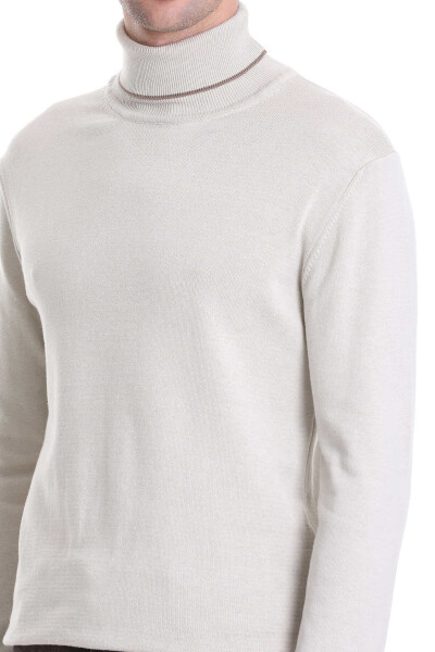 Bej Regular Fit Balıkçı Yaka Triko Kazak - 5