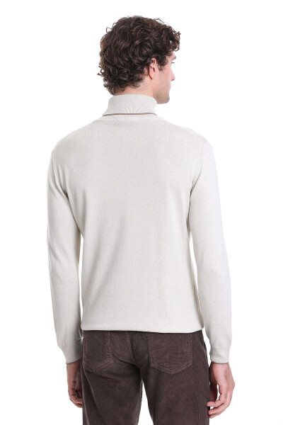 Bej Regular Fit Balıkçı Yaka Triko Kazak - 6