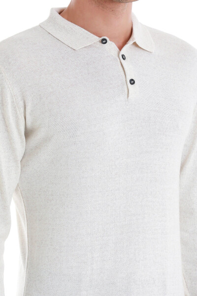 Bej Regular Fit Polo Yaka Triko Kazak - 5