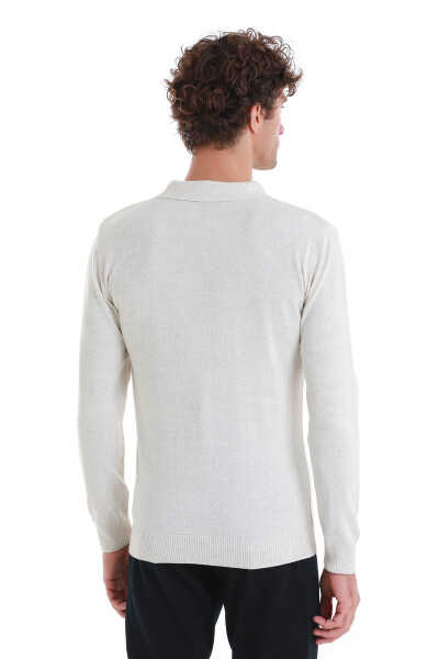 Bej Regular Fit Polo Yaka Triko Kazak - 6