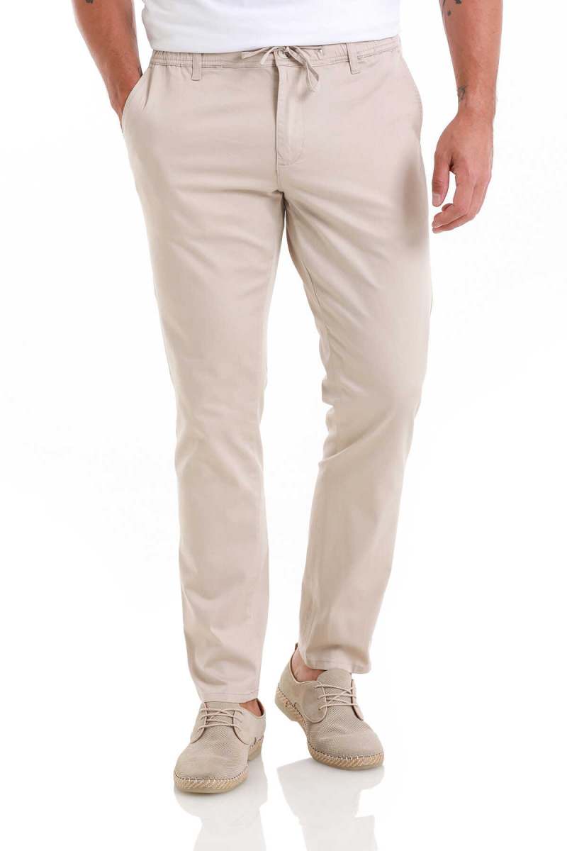 Bej Regular Fit Düz Yandan Cep Pamuklu Jogger Kanvas Pantolon - Hatem Saykı (1)