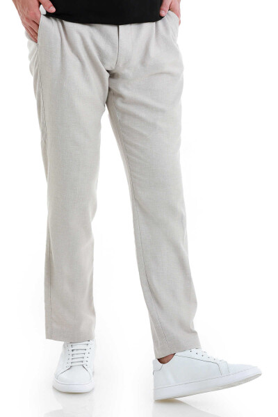 Bej Regular Fit Yandan Cepli Pamuklu Pantolon - 3