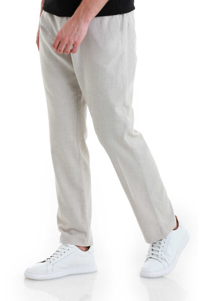 Bej Regular Fit Yandan Cepli Pamuklu Pantolon - 4