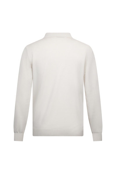 Bej Regular Fit Fermuarlı Polo Yaka Rayon Triko Kazak - 2