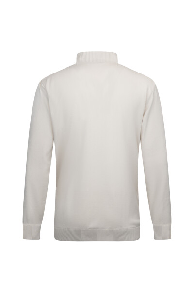 Bej Regular Fit Fermuarlı Yarım Balıkçı Yaka Rayon Kazak - 2