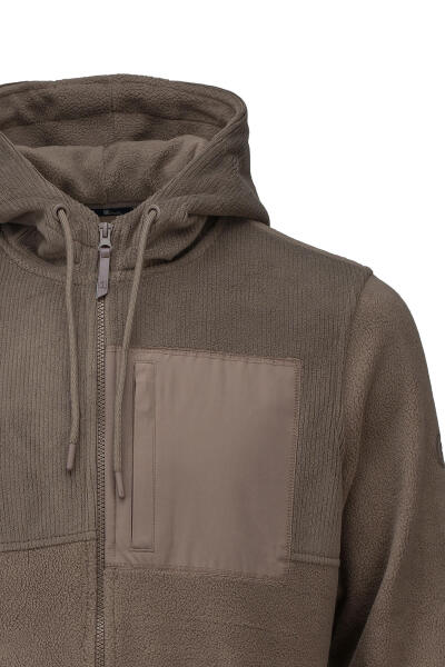 Bej Regular Fit Hakim Yaka Kapüşonlu Şişme Mont - 2