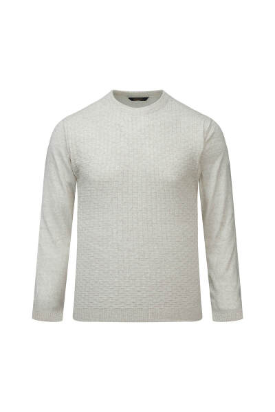 Bej Regular Fit Jakarlı Bisiklet Yaka Yünlü Kazak 