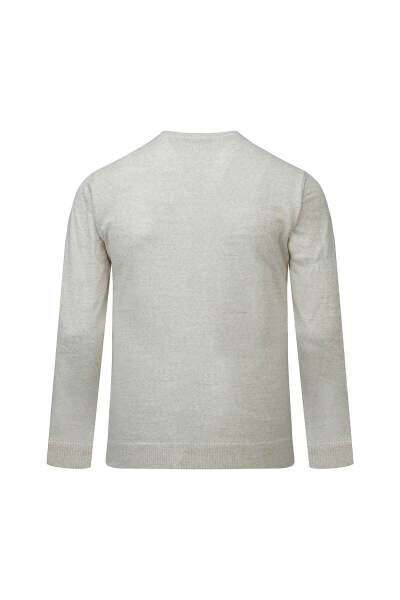 Bej Regular Fit Jakarlı Bisiklet Yaka Yünlü Kazak - 3