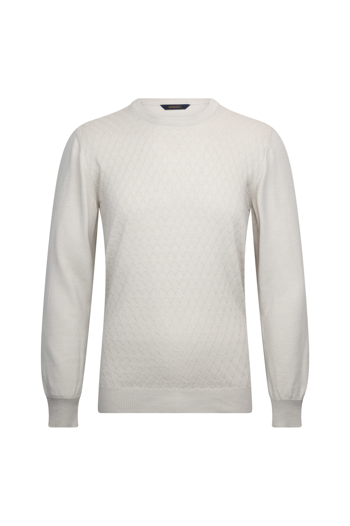 Bej Regular Fit Jakarlı Bisiklet Yaka Yünlü Triko Kazak - 1