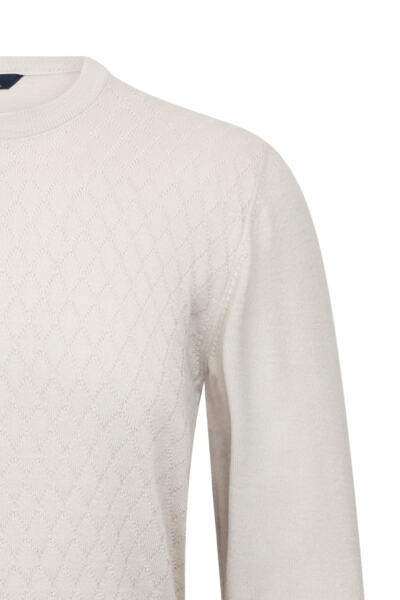 Bej Regular Fit Jakarlı Bisiklet Yaka Yünlü Triko Kazak - 3