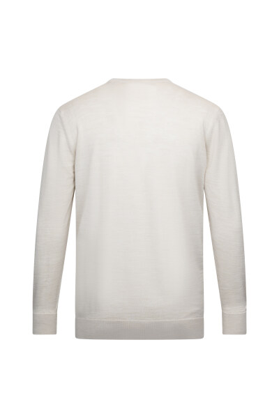 Bej Regular Fit Jakarlı Bisiklet Yaka Yünlü Triko Kazak - 2