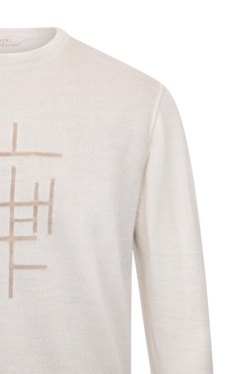 Bej Regular Fit Jakarlı Bisiklet Yaka Yünlü Triko Kazak - Hatem Saykı (1)