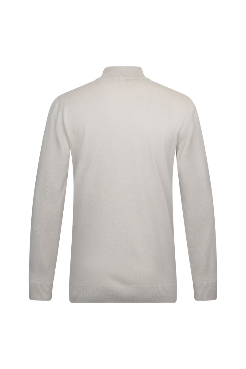 Bej Regular Fit Jakarlı Çeyrek Balıkçı Yaka Yünlü Triko Kazak - Hatemoğlu (1)