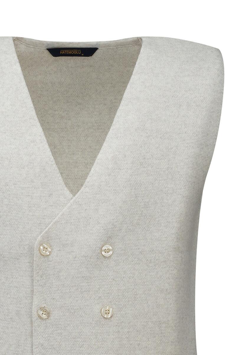 Bej Regular Fit Kruvaze Triko Yelek - Hatemoğlu (1)
