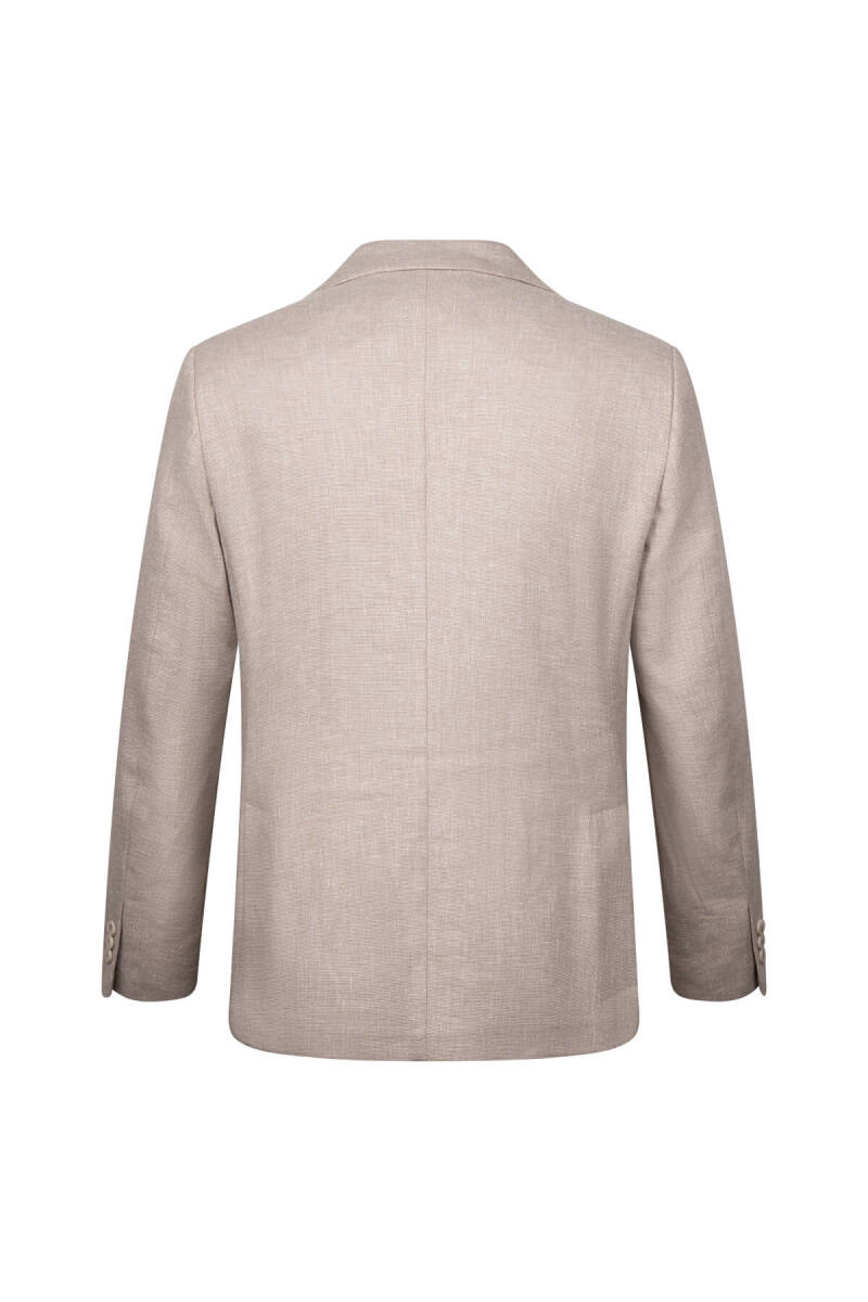 Bej Regular Fit Mono Yaka Casual Keten Ceket - Hatem Saykı (1)