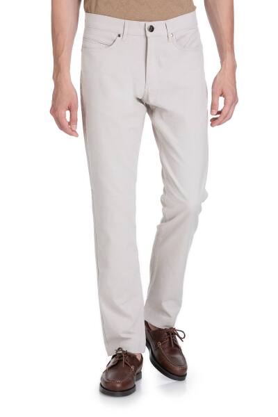 Bej Regular Fit Pamuklu 5 Cep Kanvas Pantolon 