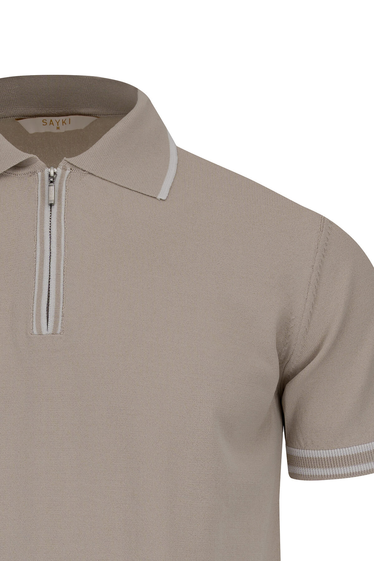 Bej Regular Fit Polo Yaka Rayon Tişört - 4
