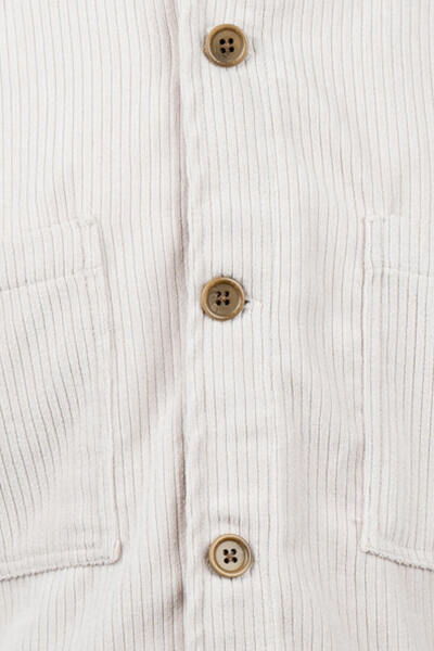 Bej Regular Fit Shacket Uzun Kol Fitilli Kadife Gömlek - 3