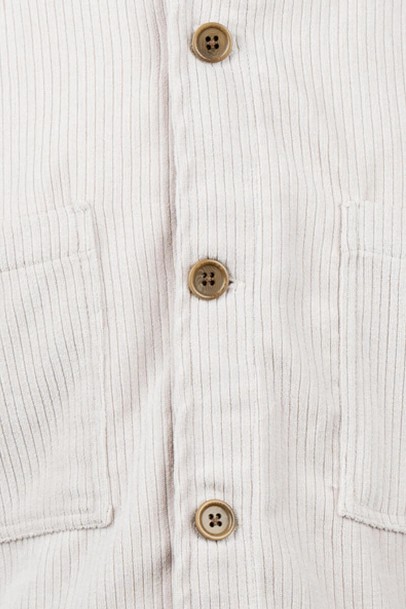 Bej Regular Fit Shacket Uzun Kol Fitilli Kadife Gömlek - Hatemoğlu (1)