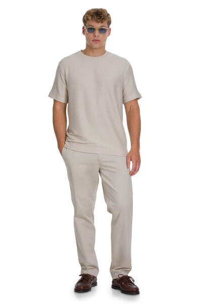 Bej Regular Fit Yandan Cep Pamuklu Jogger Pantolon 