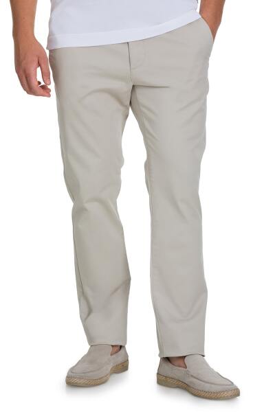 Bej Regular Fit Yandan Cepli Kanvas Pantolon 