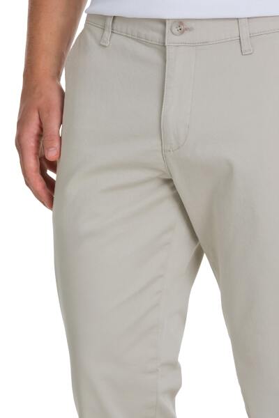 Bej Regular Fit Yandan Cepli Kanvas Pantolon - 4